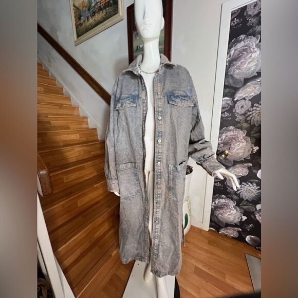 Free People Anna Lou Denim Duster/ size L - Picture 6 of 10